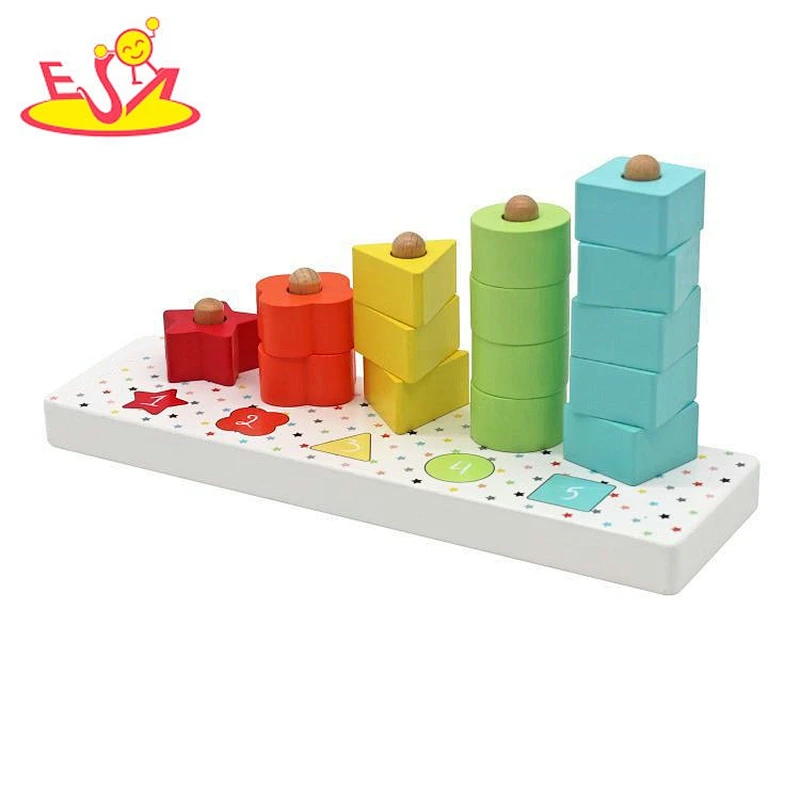 Customize Educational Color Shape Cognitive Wooden Stacking Toy For Kids W12F182